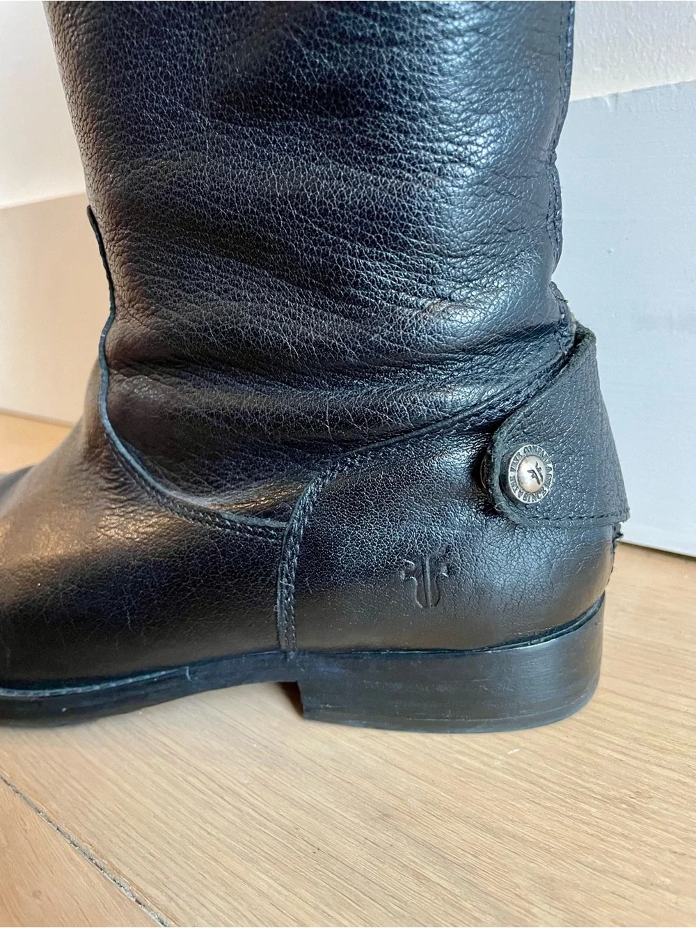 Frye Tall Black Leather Riding Boots • Size 7.5 B • Made in Mexico - Picture 6 of 14